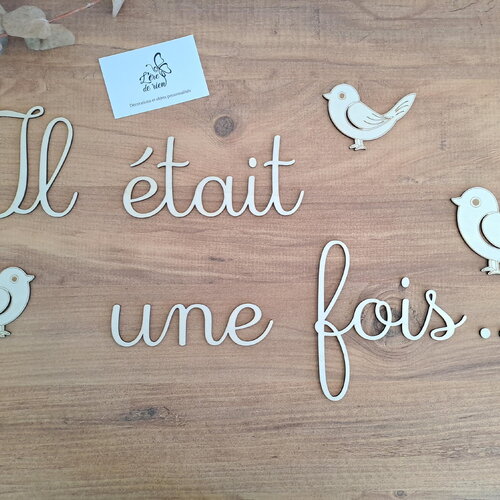 Décoration murale en bois chambre enfant - phrase citation "il était une fois" - déco bohème - déco bois personnalisé