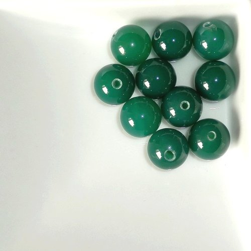 Perle ronde 14 mm agate verte (1pc)