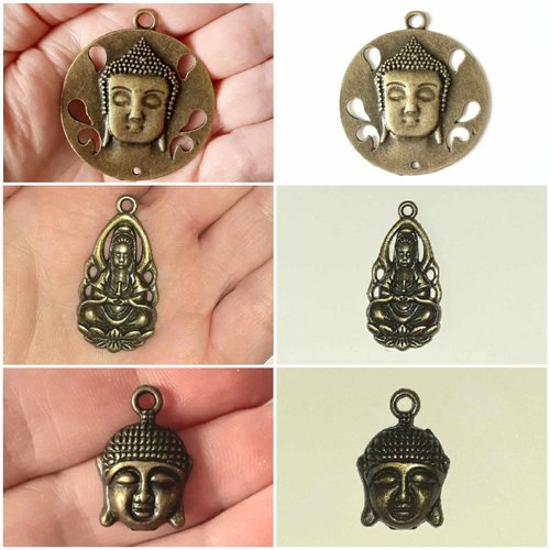Pendentifs bouddha métal couleur bronze
