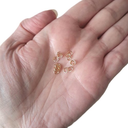 Lot de 16 anneaux ouvert 4 mm acier inoxydable doré