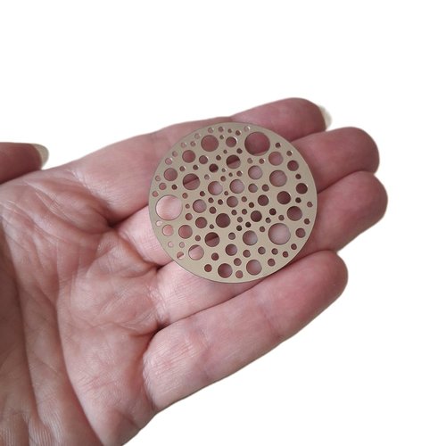Lot de 4 connecteurs ronds ajourés bulles 40 mm en acier inoxydable