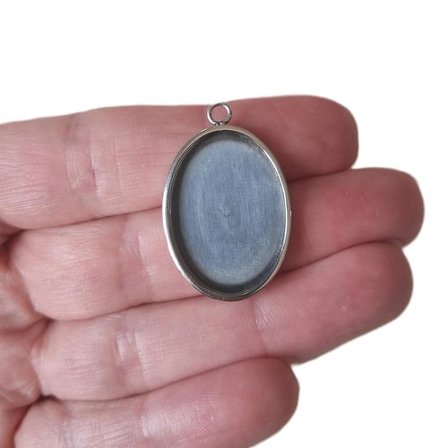 Support cabochon ovale 25x18 mm en acier inoxydable