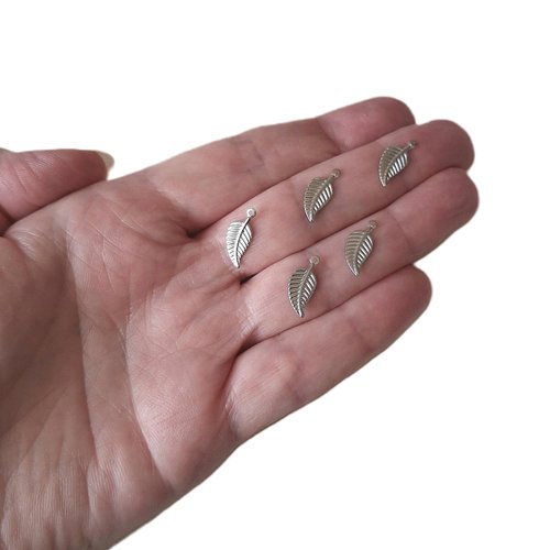 Lot de 5 breloques feuilles 14 mm en acier inoxydable