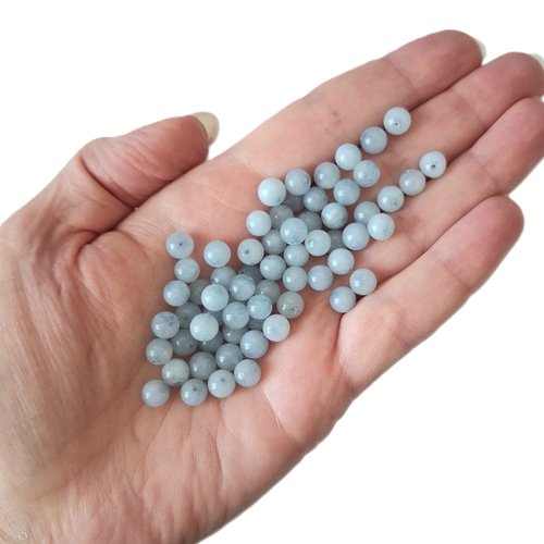 Lot 64 perles 6 mm aigue-marine