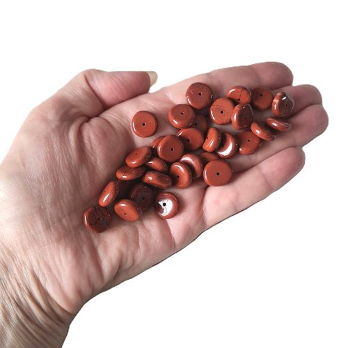 Lot 31 perles rondelles jaspe rouge