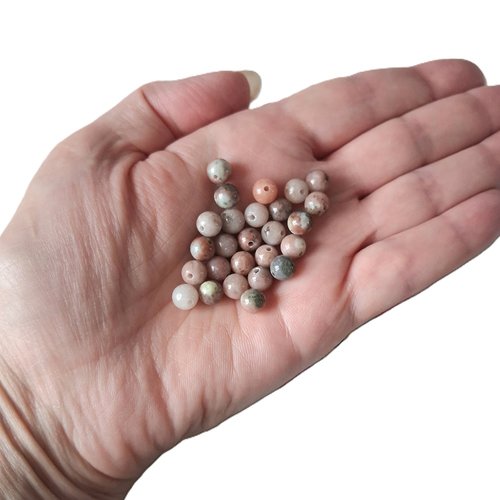 Lot 26 perles rondes 6 mm rhodonite