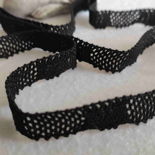 Dentelle du puy en velay, france, en coton, 1 cm de large, de couleur noire, embellissement, vendue au mètre