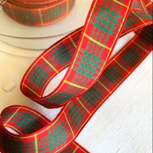Ruban écossais, de la maison berisfords, ruban en polyester, 100 %, 16 mm de large, vendu au mètre