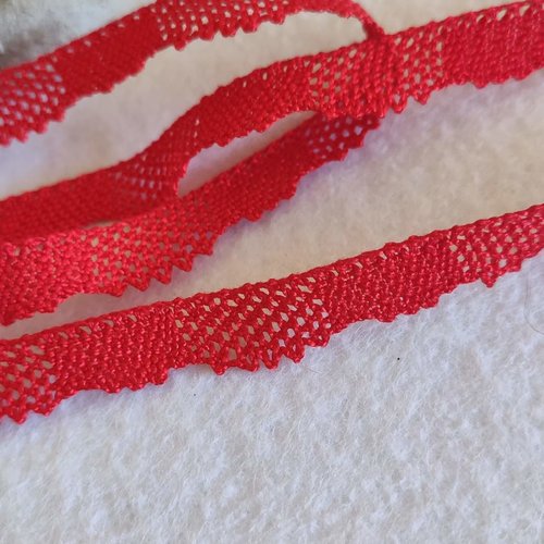 Noël : dentelle en coton, rouge, france, 1 cm de large, neuve, vendue au mètre