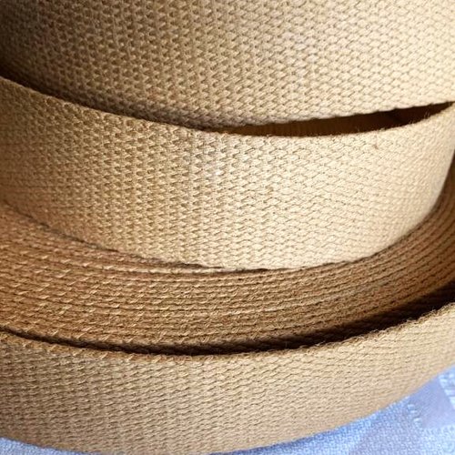 Sangle de sac, en 100 % coton, beige foncé 30 mm de large, vendue au mètre