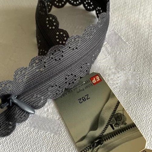 Fermeture à glissière, invisible, en dentelle, 22 cm, prym, couleur anthracite, neuve, vendue à l'unité