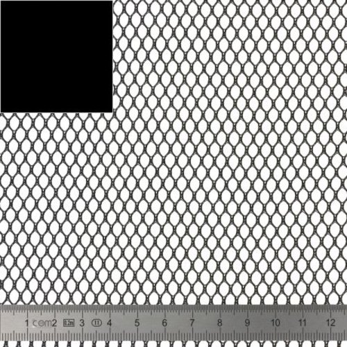 Tissu filet, mesh fabric, de couleur noire, pour faire des sacs de courses, filets, vendu par 0.25 cm /1.37 m
