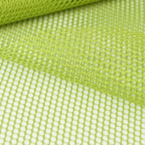 Tissu filet, mesh fabric, de couleur vert pomme, pour faire des sacs de courses, filets, vendu par 0.25 cm /1.37 m