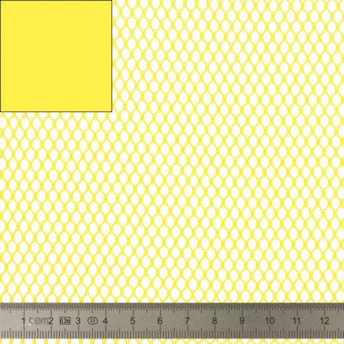 Tissu filet mesh fabric, de couleur jaune d'or, en polyester, pour coudre des sacs à provision, vente par 25 cm / 1.37 m