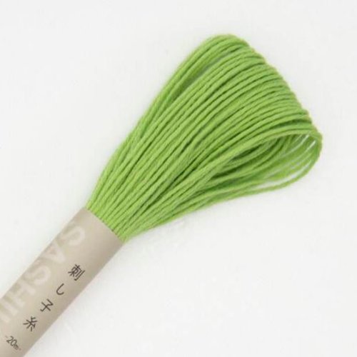Fil spécial broderie sashiko, en coton, couleur vert amande, made in japan, vente à l'unité