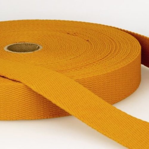 Sangle de sac, en 100 % coton, couleur moutarde, 30 mm de large, vendue au mètre