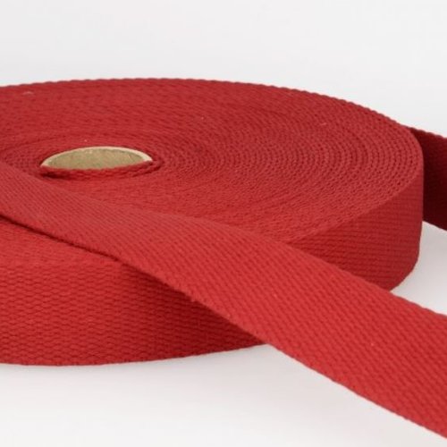 Sangle de sac, en 100 % coton, couleur bordeaux, 30 mm de large, vendue au mètre