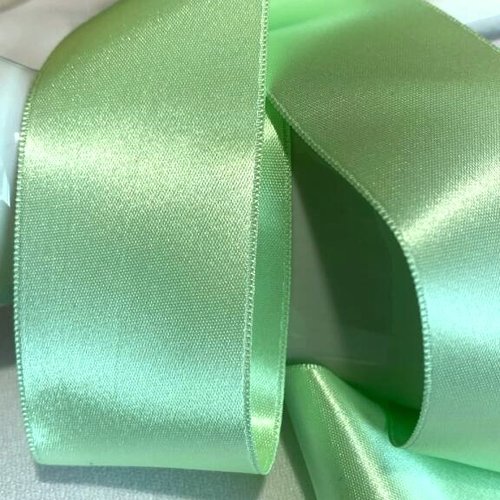 Ruban de satin, double face, france, 38 mm de large, de couleur vert nil, embellissements, vente au mètre