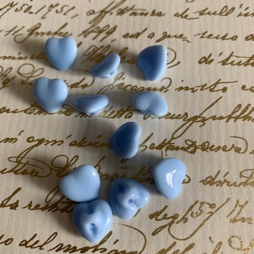 En forme de coeur, boutons en verre, bleutés, 11 mm, à pied, verre tchèque, pull, robe, vente à la pièce