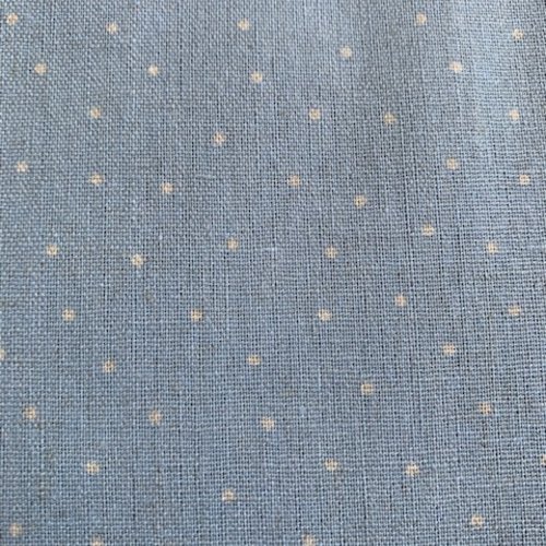 Tissu en lin et coton, shabby chic, stof danemark, bleu doux à pois écru, espacés de 1 cm, vente par 25 cm sur 150 cm
