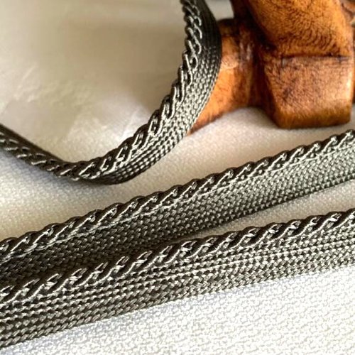 Dépassant, passepoil, 8 mm de large, couleur : gris, en polyester, produit français, pour robes, décoration, vente au mètre