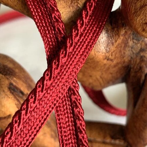 Dépassant, passepoil, 8 mm de large, couleur : bordeaux, en polyester, produit français, pour robes, vente au mètre
