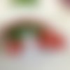 Appliqué, embellissement, un champignon à 3 pieds, fibres mélangées, 8/7 cm, rouge vert et blanc, à la pièce