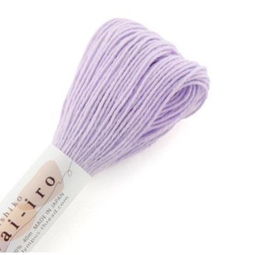 Fil sashiko, les pastels du printemps, de marque olympus, coloris lavande pastel, échevette de 40 mètres, vente à l'unité