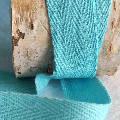 Ruban en sergé de coton, non amidonné, de couleur turquoise, en coton, 20 mm de large, pour tous loisirs créatifs, vendu au mètre