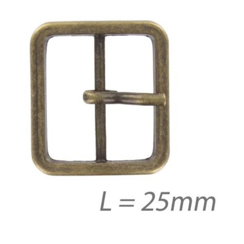 Boucle en métal, rectangulaire, couleur bronze, 2.5 cm/2.9 cm de haut, tige de 2.2 cm, vendue à la pièce