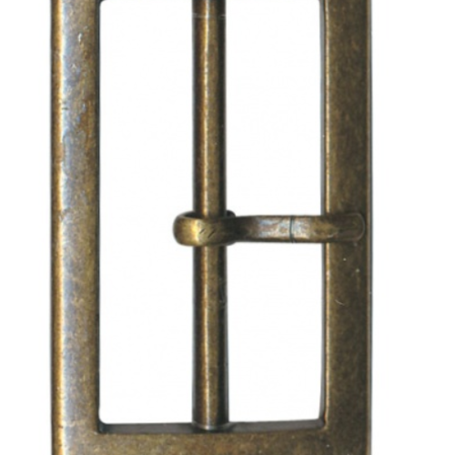 Boucle en métal, rectangulaire, angles marqués, couleur bronze, 2.4 cm/3.5 cm de haut, tige de 2.8 cm, vendue à la pièce