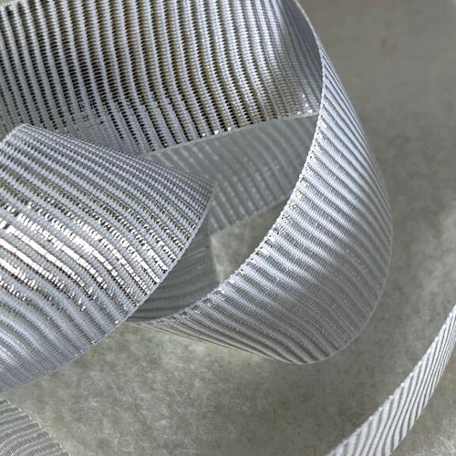 Ruban de gros-grain, métal, 25 mm de large, or et blanc, décoration, embellissement, vente au mètre
