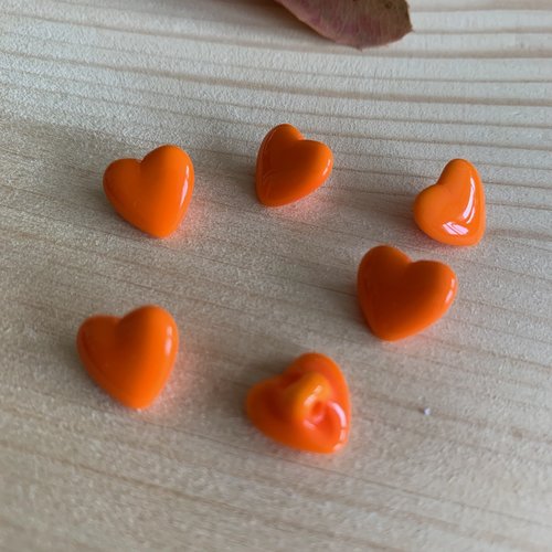 En forme de coeur, boutons en verre, orange, 10 mm, à pied, verre tchèque, collection, habillement, vente à la pièce