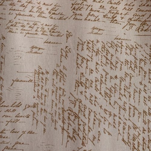 Tissu en coton, collection nostalgia, écritures romantiques, design, lisa dolson, dashwood, tons : rose, taupe, vente par 25/110 cm