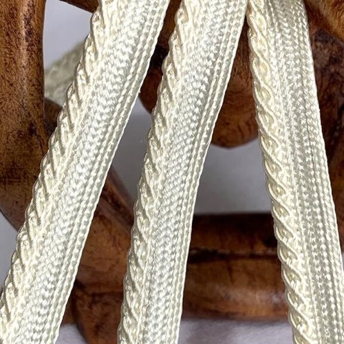 Passepoil, dépassant, 8 mm de large, couleur écru 50, en polyester, produit français, pour vêtements, décoration, au mètre