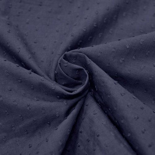 Voile de coton, doux, avec des plumetis, ton bleu marine, large de 142 cm, vente par 50 cm de haut