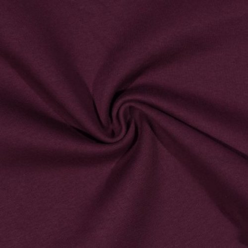 Nouveau : tissu brossé sweat  70 % en coton, de couleur bordeaux, envers doux, vente par 50 cm de haut/140 de laize