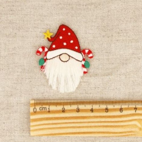 Écusson ! lutin rouge, noël, 4/5 cm, en fibres mélangées, décoration habit, vente à l'unité