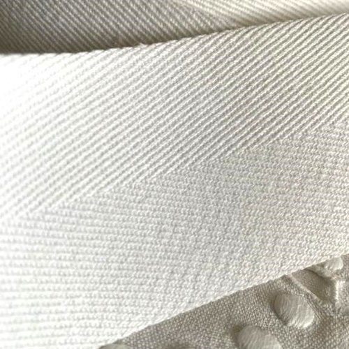 Ruban de coton, sergé à chevrons, blanc, 50 mm, teinture possible, vente au mètre