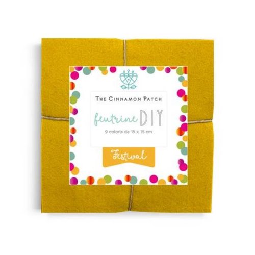 Pack feutrine, 9 coloris, festival, 15/15 cm, the cinnamon patch, coloris sur photo 2, vente par pack