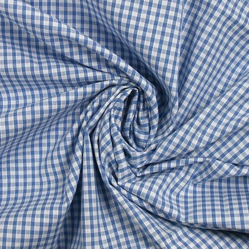 Tissu vichy bleu clair et blanc, en coton, carreaux 3 mm, laize de 150 cm, vente par multiples de 25 cm de haut
