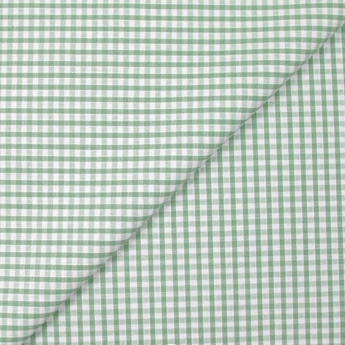 Tissu vichy vert jade et blanc, en coton, carreaux 3 mm, laize de 150 cm, vente par multiples de 25 cm de haut