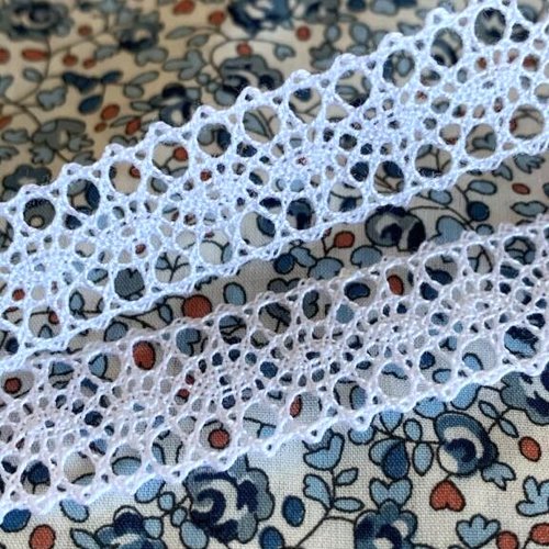 Nouveauté : dentelle en coton, de couleur blanche, large de 13 mm, entre-deux, italie, vendue au mètre