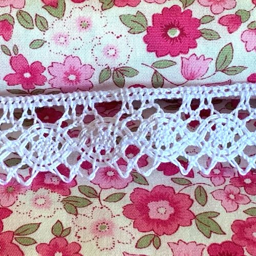 Nouveau ! dentelle blanche, en 100 % coton, fabriquée en italie, large de 22 mm, décoration et habillement, vente au mètre