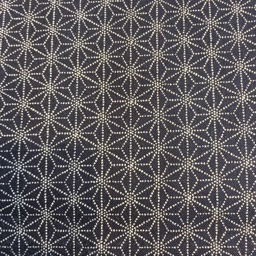 Tissu japonais, cosmo, en coton, indigo, avec motifs asanoha, écru, discret, vente par 25 cm de haut sur 106 cm de laize