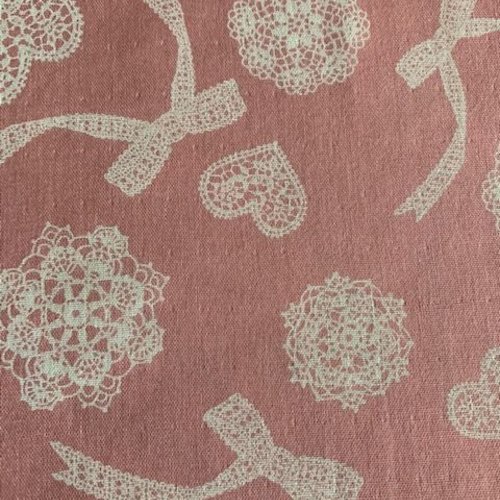 Coupon de tissu, cosmo japon, fond rose doux, avec impression de dentelles, un seul coupon coton 54/52 cm