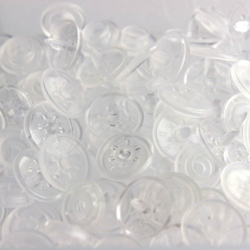 Bouton pression plastique babysnap® rond, transparent, 12.4 mm de diamètre, vente par 30 sur carte