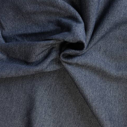 Toile composée de 85 % de coton bio, 15 % de polyester, pour des coussins, sacs, transats, ton bleu jean's, laize de 160 cm vente par 50 cm