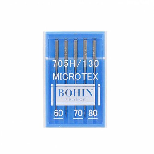 Aiguilles machine microtex n°60/80 - talon plat - de marque bohin, 5 unités par étui plastique,