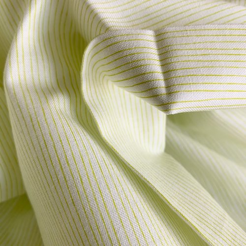 Tissu en coton, japon, de couleur ivoire, avec de fines rayures vert anis, habillement, large de 112 cm, vente par 25 cm de haut